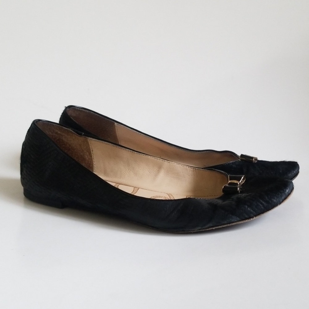 Lucy Choi Puck Woven Calf Hair Bow Ballet Flat 39